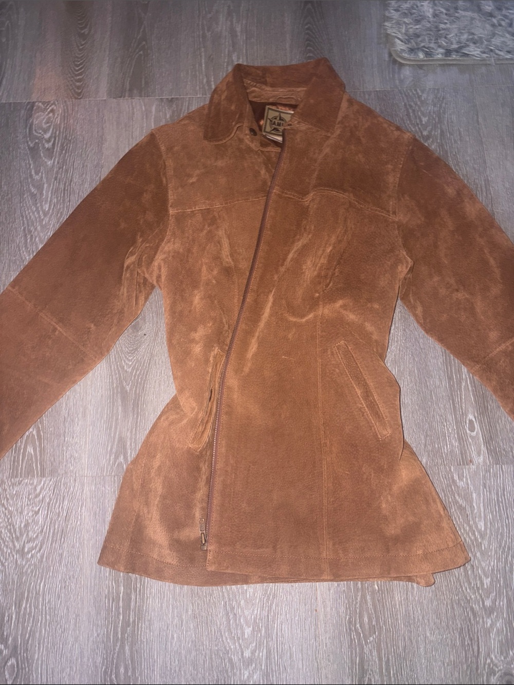 Ami Brown Suede Zip-Front Leather Jacket